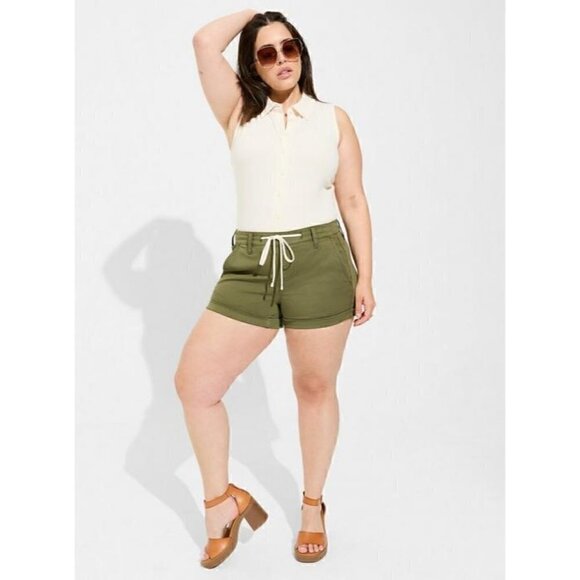 Women's Torrid Plus Size 5, 5X, 28 Cream Ribbed V-neck Sleeveless Top, Shirt - Picture 4 of 10